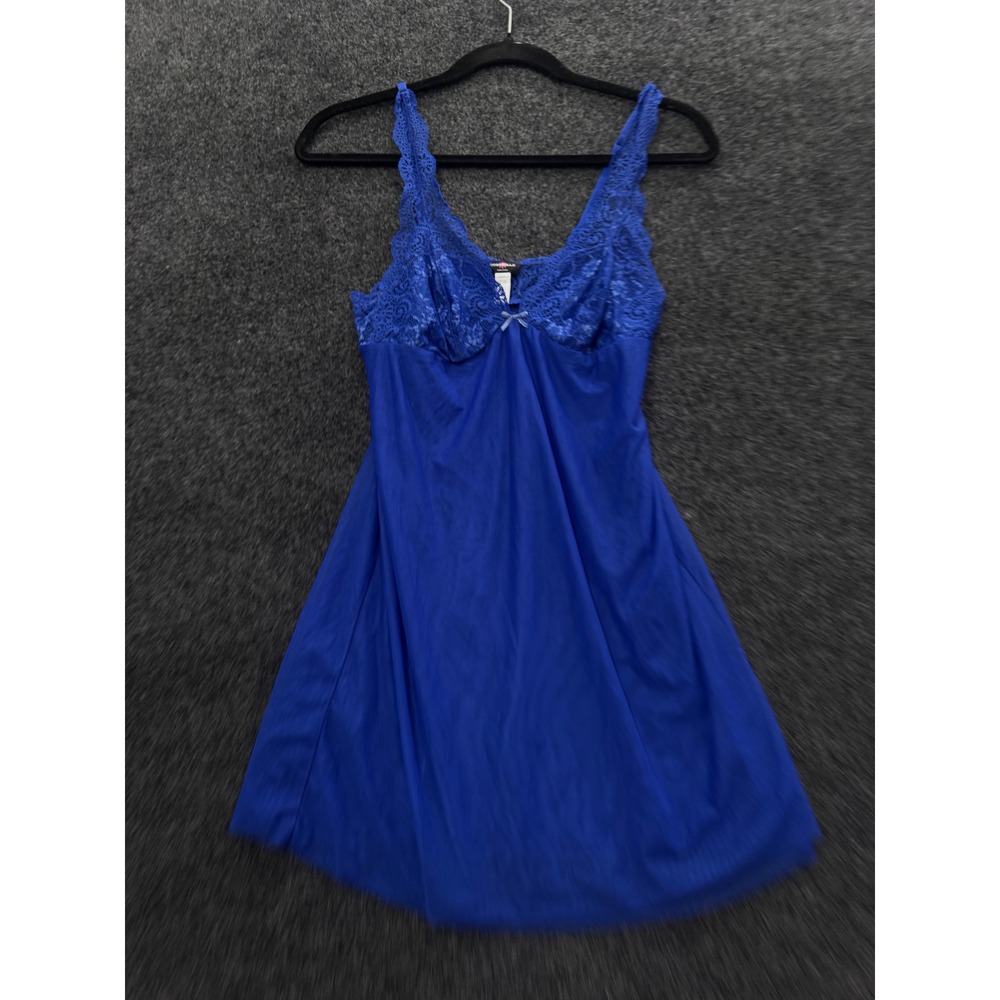 Cosabella Royal Blue Lace Trim Chemise Nightgown Made in Italy Small